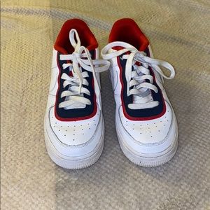 Red white and blue Air Force ones size 6 youth